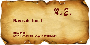 Mavrak Emil névjegykártya